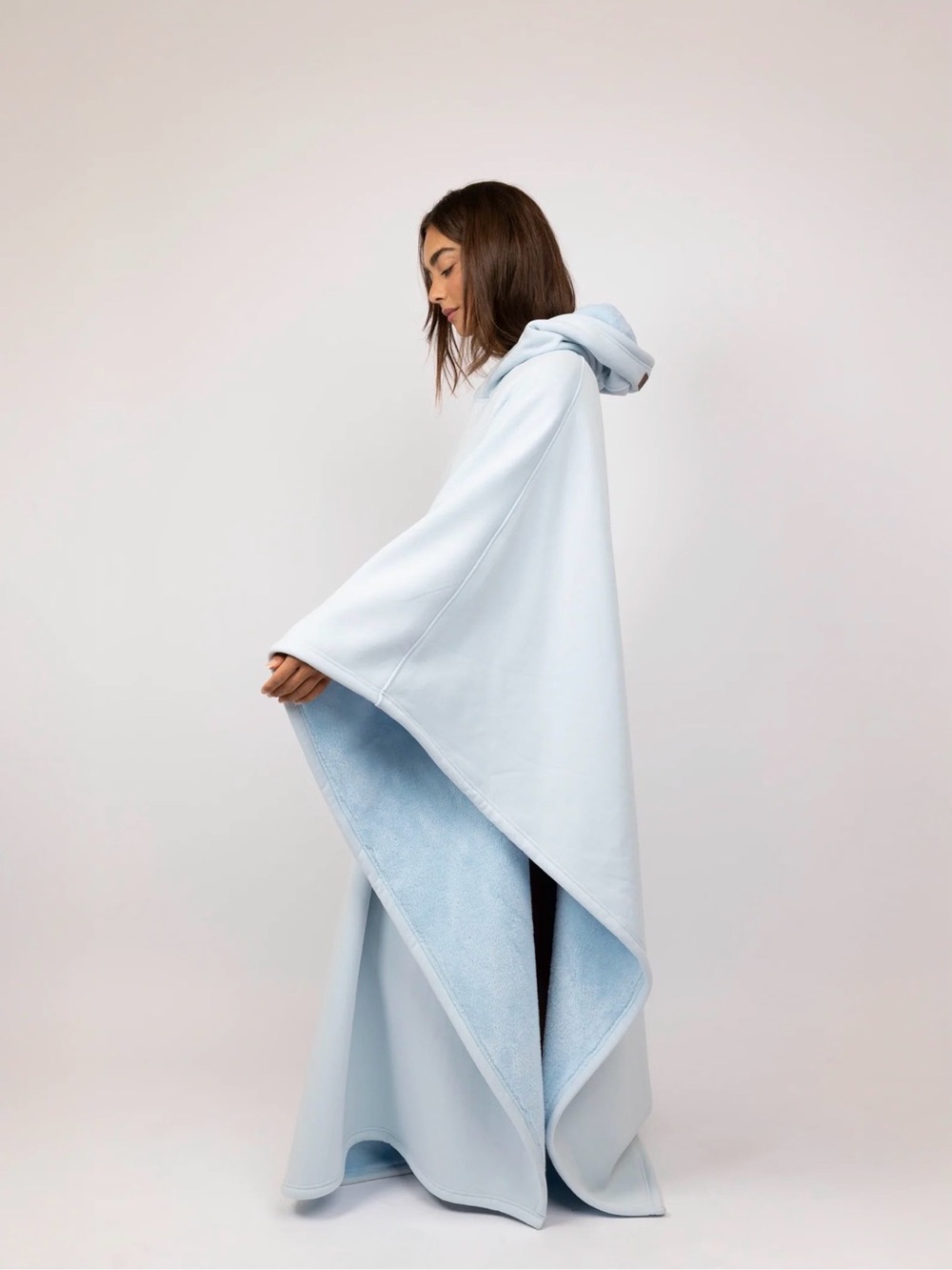 “The Eden Hoodie” Light Blue Hooded Fleece Weighted Blanket - Picture 5 of 7